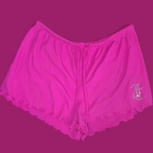 Juicy Couture hot Pink Women's Ribbed Lounge Shorts with Embellished Logo